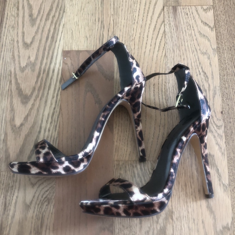 Animal print leopard cheetah dress high heel shoe wedding buckle dance prom